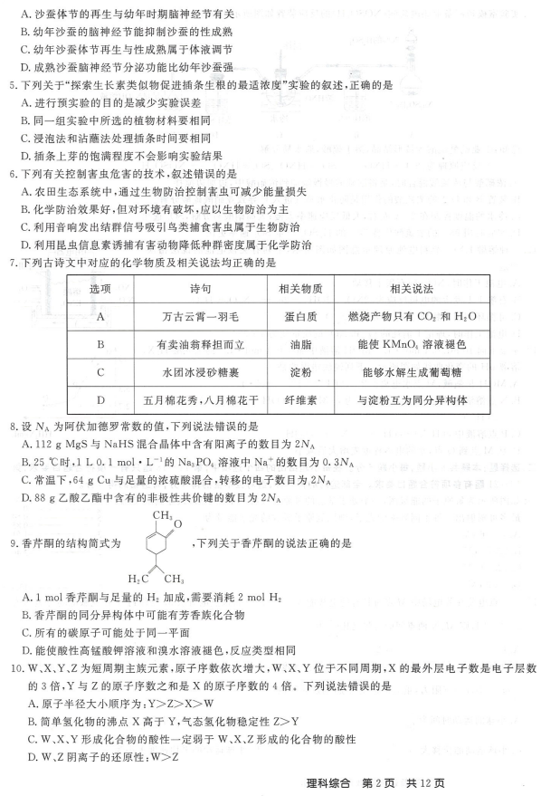 2020届黑龙江省哈尔滨第六中学高三文综一模试题2