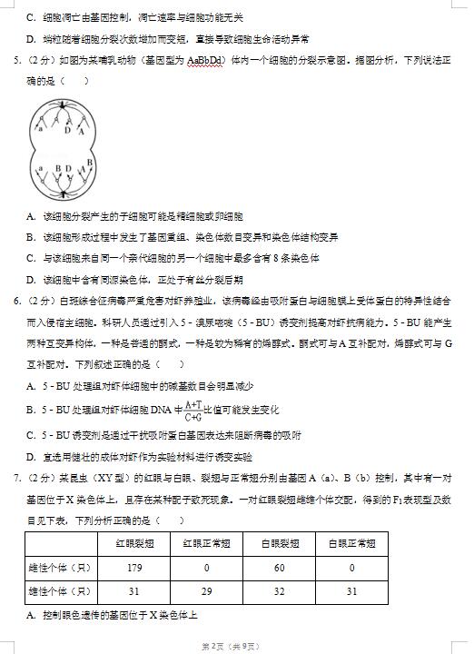 2020届山东省潍坊市生物高考4月模拟试题（图片版）2
