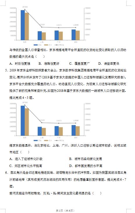 2020届辽宁省大连市重点高中协作体地理高考5月模拟试题（图片版）2