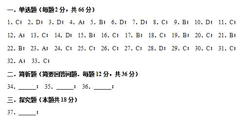 2020届江苏省扬州中学政治高考5月模拟试题答案（图片版）