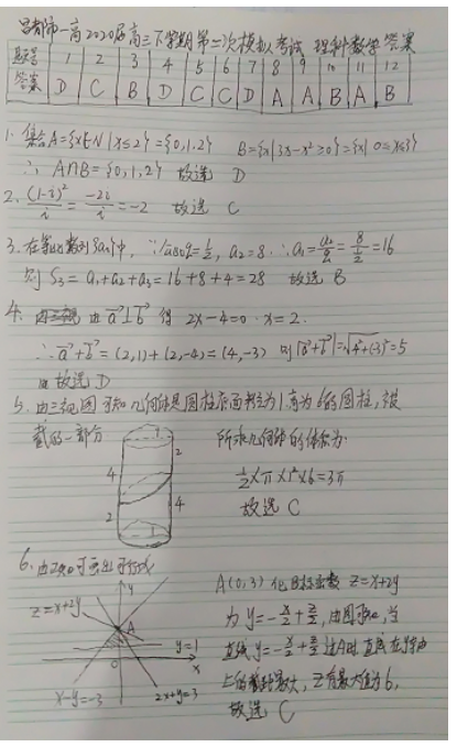 2020届西藏自治区昌都市第一高级中学高三下数学理第二次模拟试题答案（图片版）1