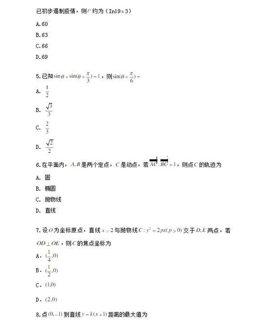 2020年四川数学（文科）试题（图片版）2