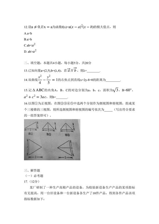 2021年宁夏高考数学（文科）试题公布4