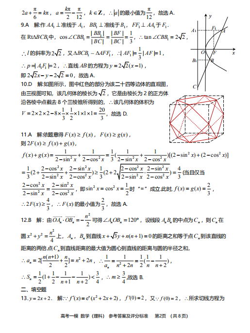 2020콭ʡŽиѧһģ𰸣ͼƬ棩2