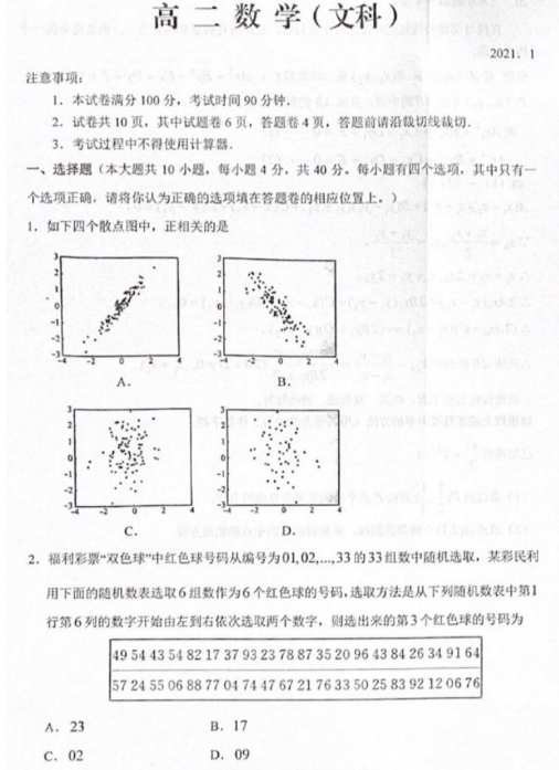 2021FʡFͨЌW(xu)߶һW(xu)ĿƔ(sh)W(xu)ĩO(jin)yԇԇ}DƬ棩1