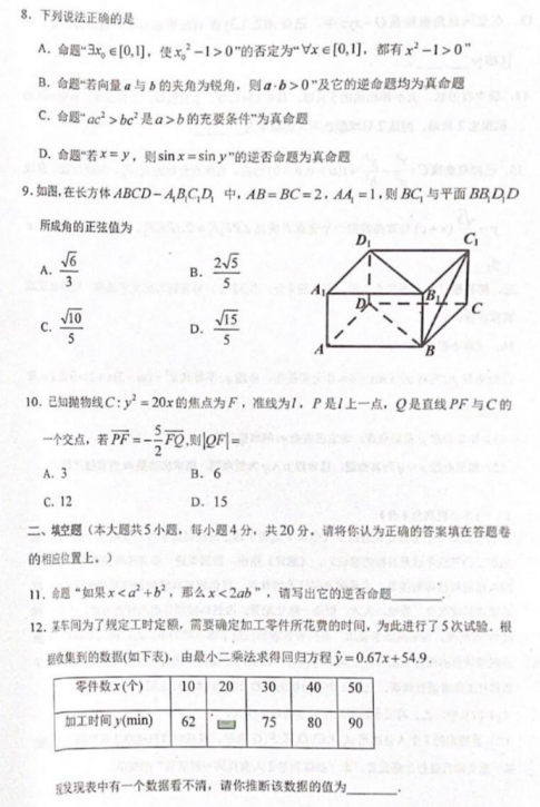 2021FʡFͨЌW(xu)߶һW(xu)Ɣ(sh)W(xu)ĩO(jin)yԇԇ}DƬ棩3